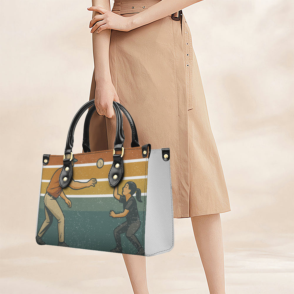 Twill Faux Leather Handbag