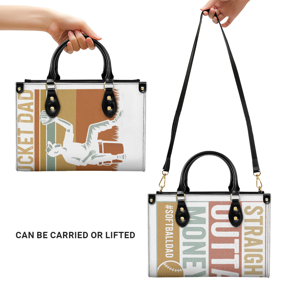 Twill Faux Leather Handbag