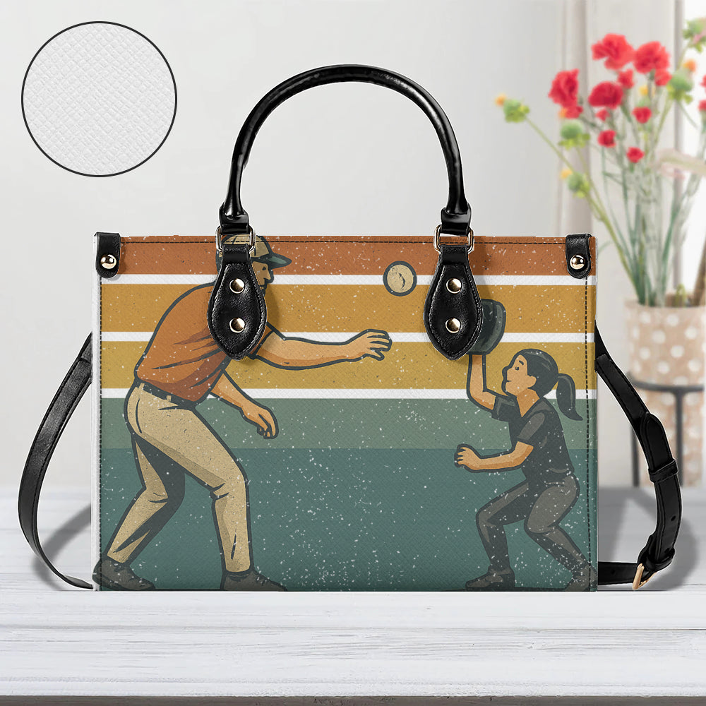 Twill Faux Leather Handbag
